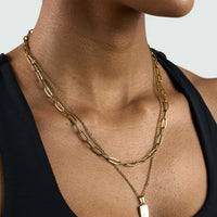 Stacked Necklace with Paperclip & Charm